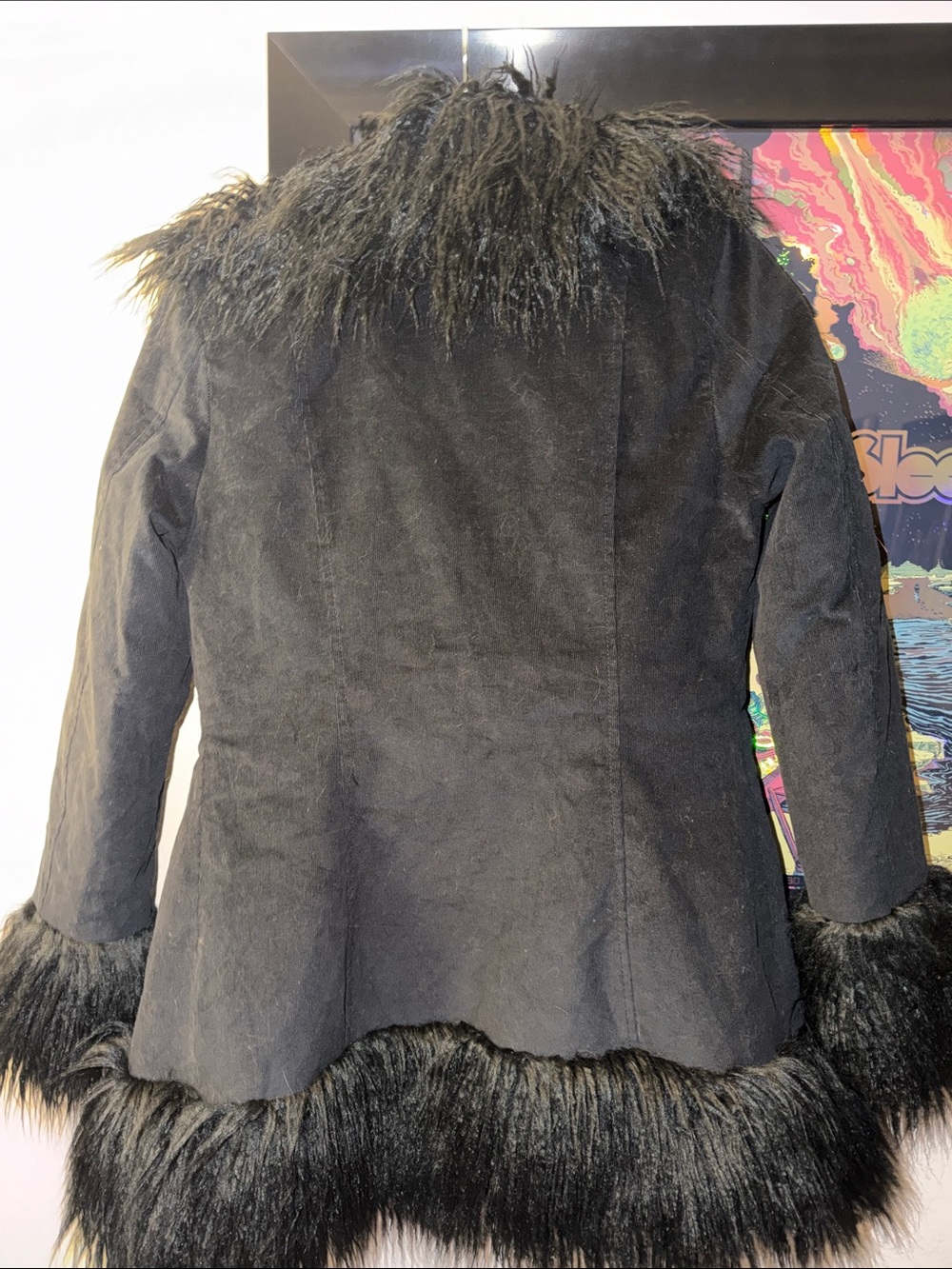 Superdry Black Faux Fur-Trim Afghan coat - Picture 4 of 4